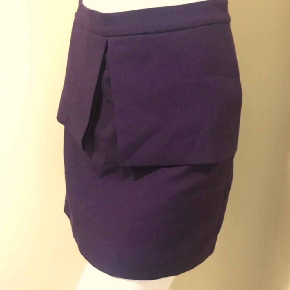 KATE SPADE SATURDAY PURPLE MINI SKIRT DEEP PLUM s Peplum flare Sz 0 texture NWT - Picture 3 of 16